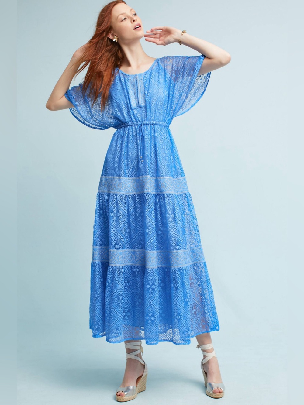 NWT Anthropologie Blue Camira Maxi Dress by Queen & Pawn XS